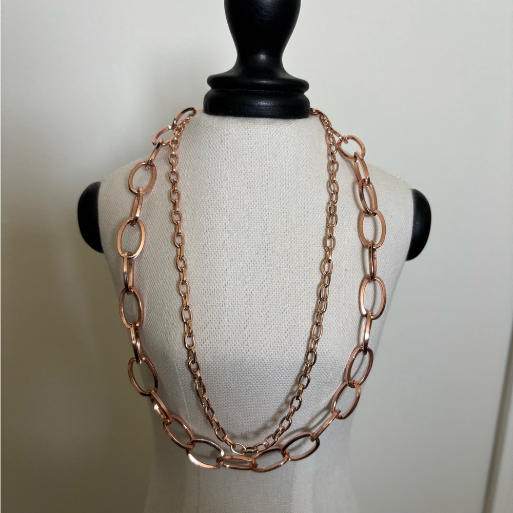 Rose Gold colored two-strand Chain Necklace